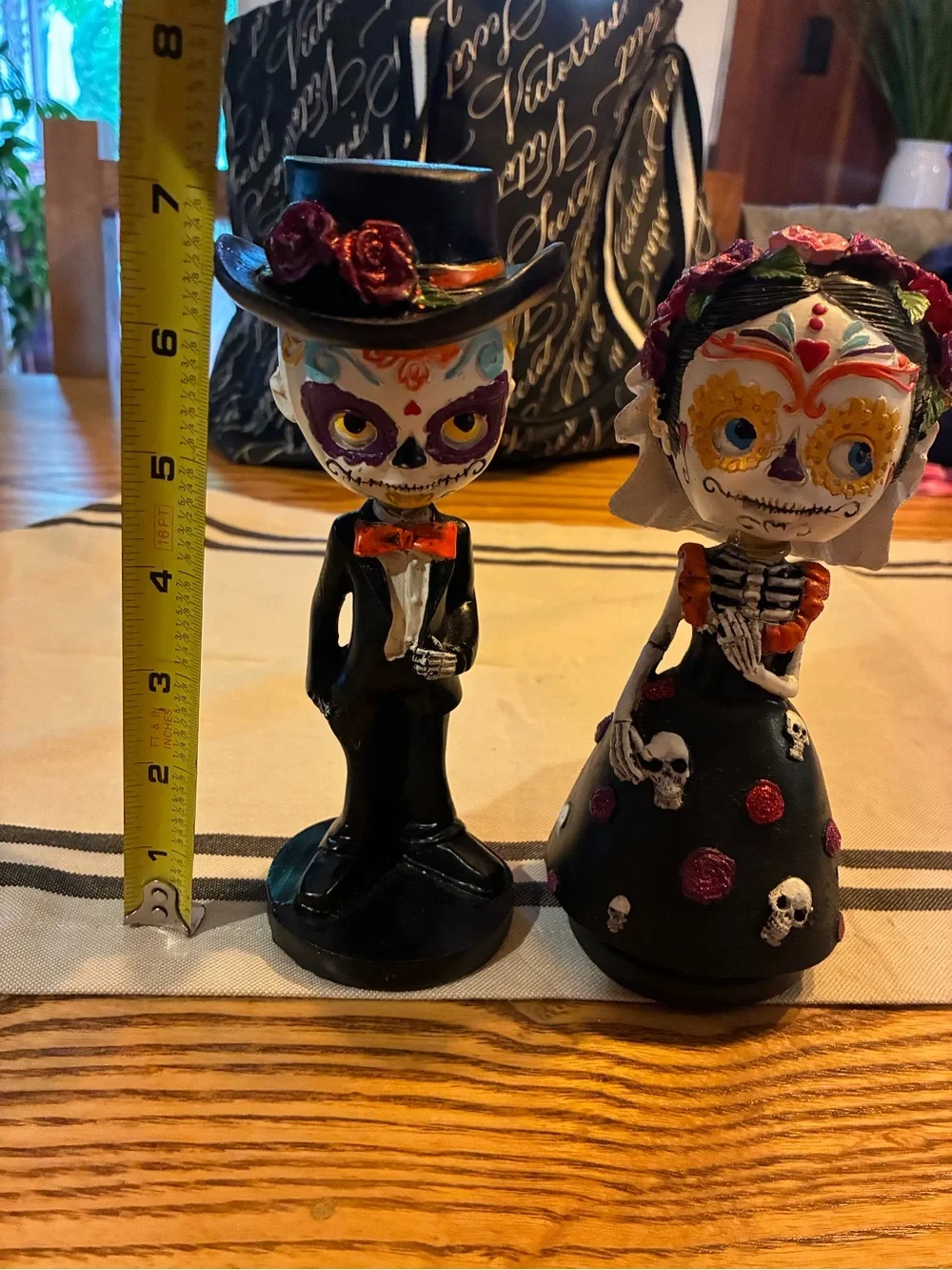 Day of the Dead Bride & Groom Figurine Set - Black